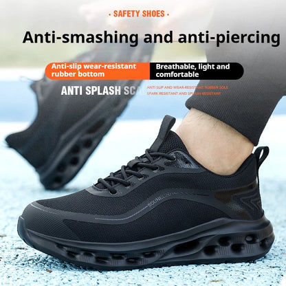 Men's Safety Shoes Anti-Impact Anti-Piercing Lightweight Work Boots Lightweight Breathable Sporty Design for Outdoor Work Shoes