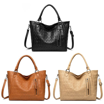 Punk Skull Shoulder Bag PU Leather Studded Fashion Handbag Large Capacity Satchel Purse for Women Work Shopping