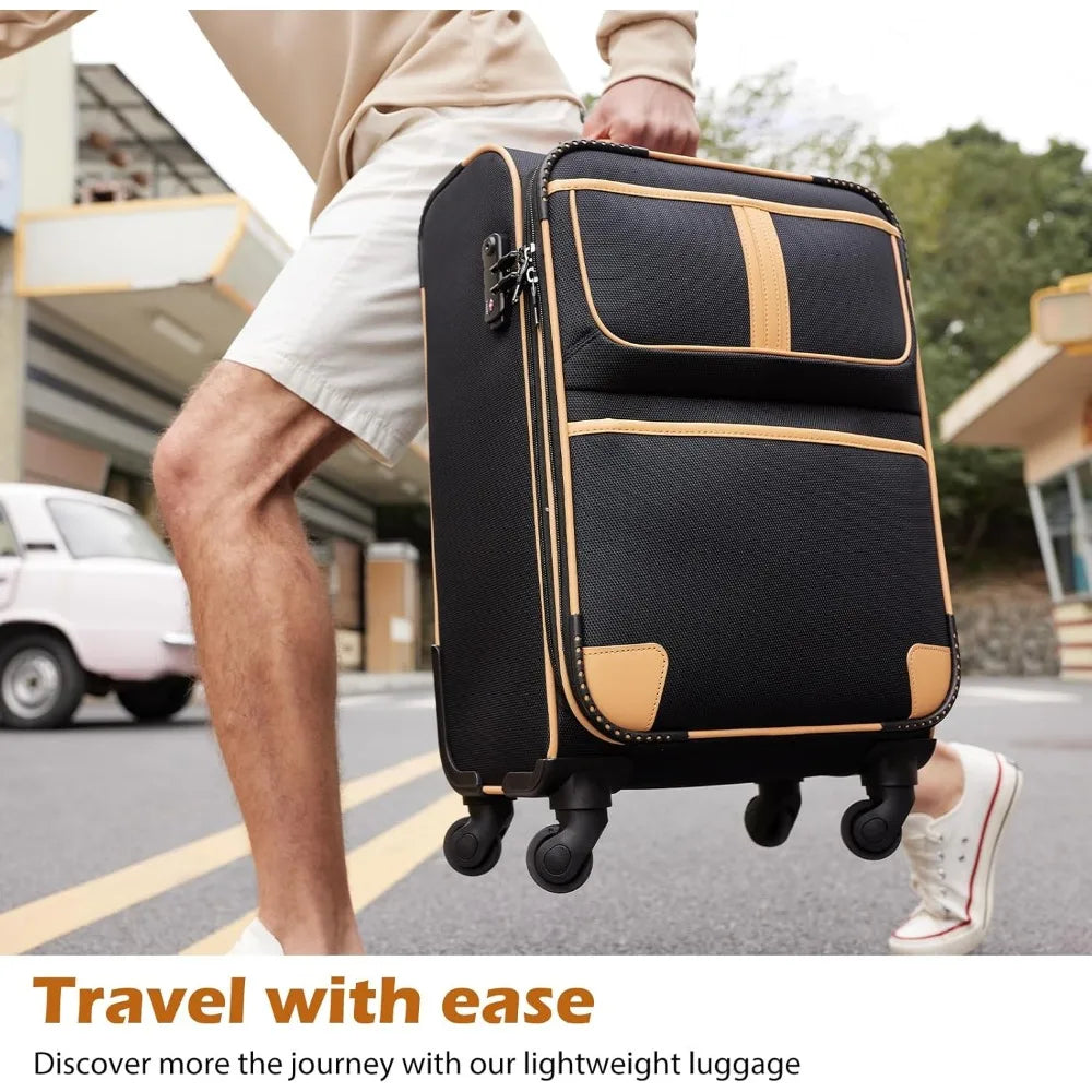 Coolife Luggage 4 Piece Set Suitcase Expandable TSA lock spinner softshell