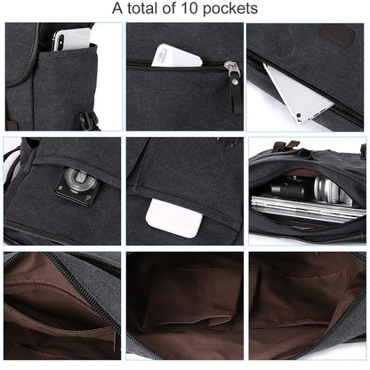 Vintage Satchel Handbags Large Capacity Messenger Handbags Water Resistant 14 Inch Laptop Pouch Adjustable Strap for School Work