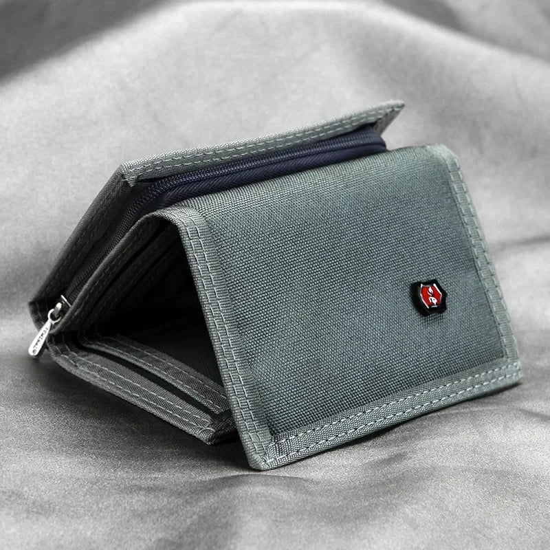 Men'S 5 Colors Coin Purse Canvas Wallet Solid Color Fashion Slim Multifunctional Classic Portable Card Holder