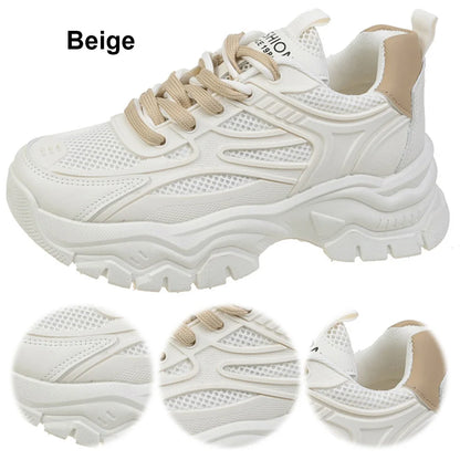 Chunky Fashion Sneakers Comfortable Casual Dad Shoes Lace-Up Walking Shoes Breathable Mesh for Women