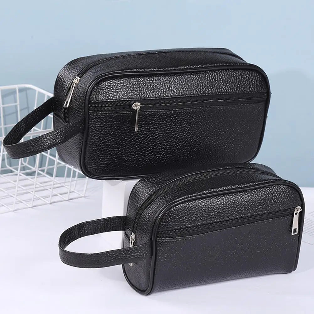 Fashion PU Leather Wristlet Bag Solid Color Phone Wristlet Bag Casual Toiletry Bag Small Purse for Men Women
