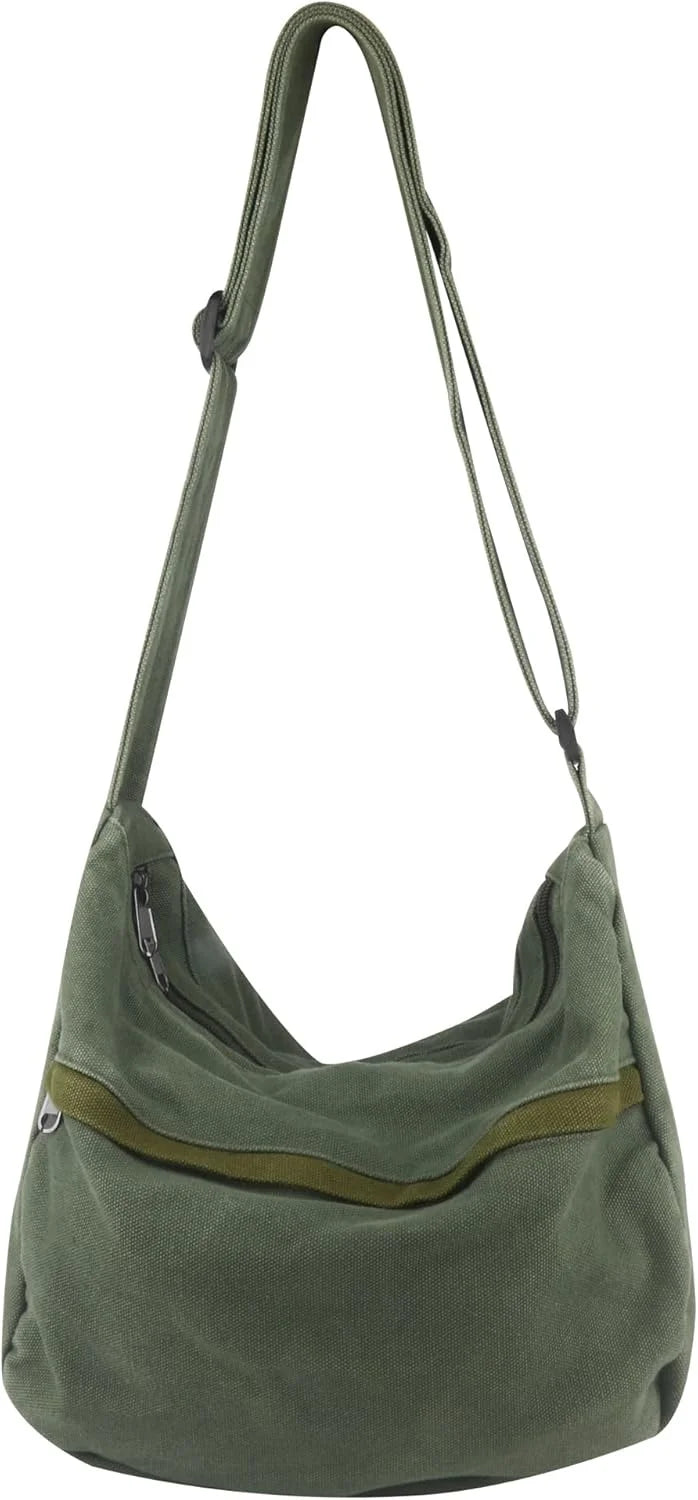 Canvas Casual Messenger Bag Hobo Crossbody Bag Canvas Shouder Tote Handbag for Women and Men