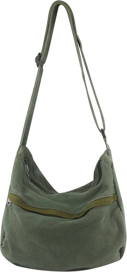 Canvas Casual Messenger Bag Hobo Crossbody Bag Canvas Shouder Tote Handbag for Women and Men