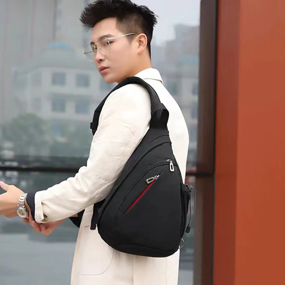 Man Chest Bag Oxford Shoulder Bags Large Capacity Multifunctional Multi-pockets Anti Theft Casual Fashion for Sports Training