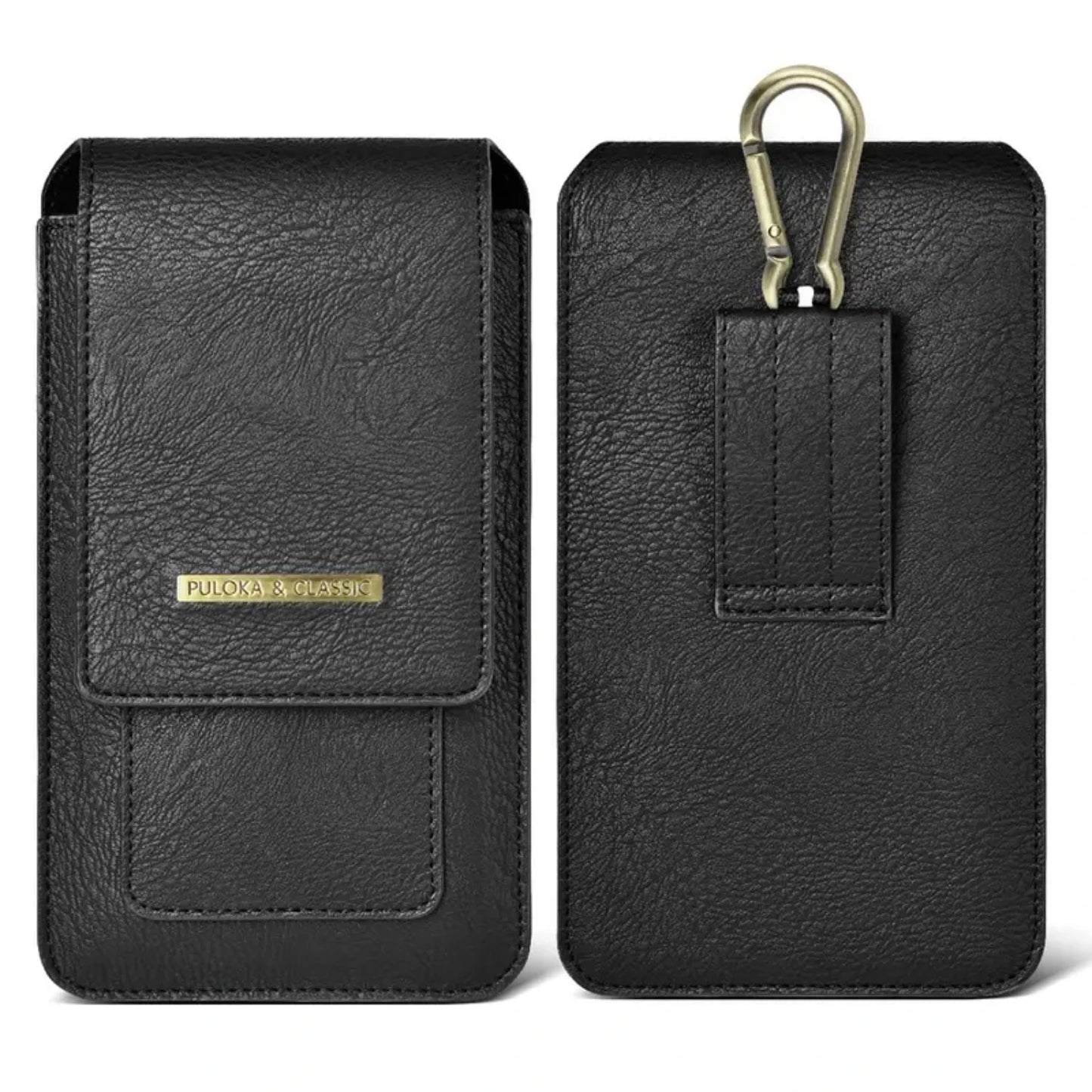 7.2 Inch General Leather Double Layer Phone Waist Baguette Bag With Hiking Buckle