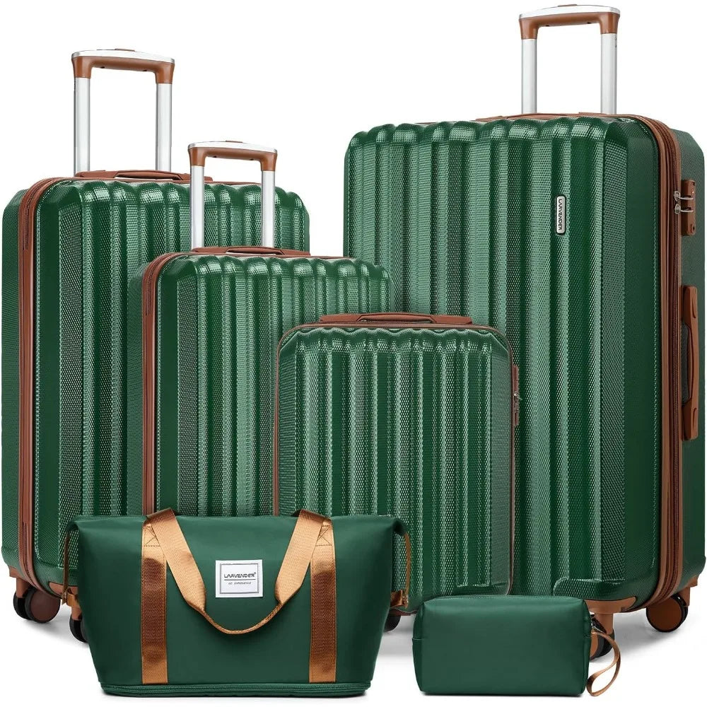 LARVENDER Luggage Set 6 Piece Large Suitcases with Wheels, Suitcase Set ABS Hard Shell Luggage Sets with Spinner Wheels, Carry O