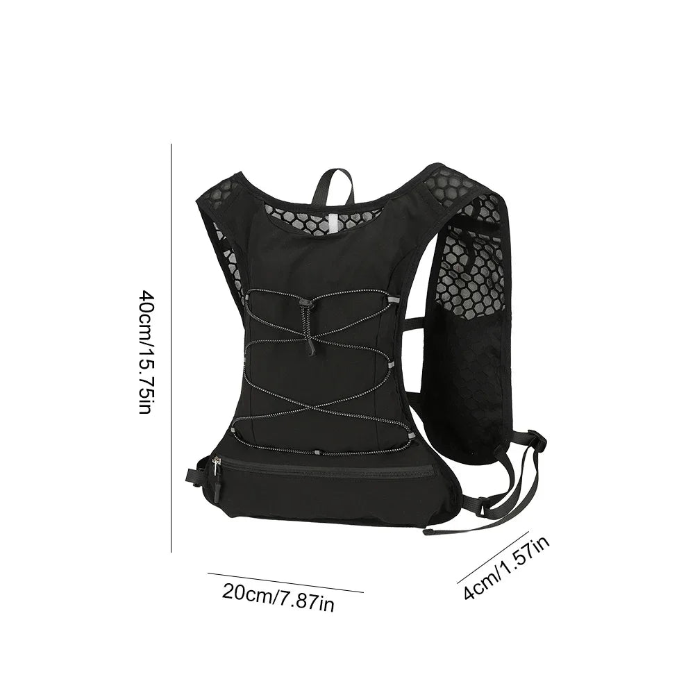 Outdoor Biking Running Storage Vest Pack Lightweight Hydration Backpack Reflective Water Bottle Chest Pack Phone Storage Pocket