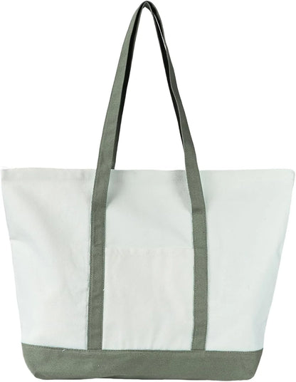 Canvas Tote Bag with External Pocket Extra Large Canvas Tote Bag Heavy Duty Grocery Shopping Bags Weekender Bag