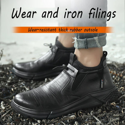 Steel Toe Waterproof Work Boots Puncture-Resistant Work Boots Indestructible Shoes Outdoor Slip-Proof for Oil Rig & Mining Black