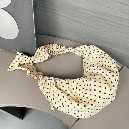 Women Fashion Shoulder Bag Large Capacity Polka Dot Chic Underarm Bag All Matched Pleated Dumpling Bag for Outdoor Travel