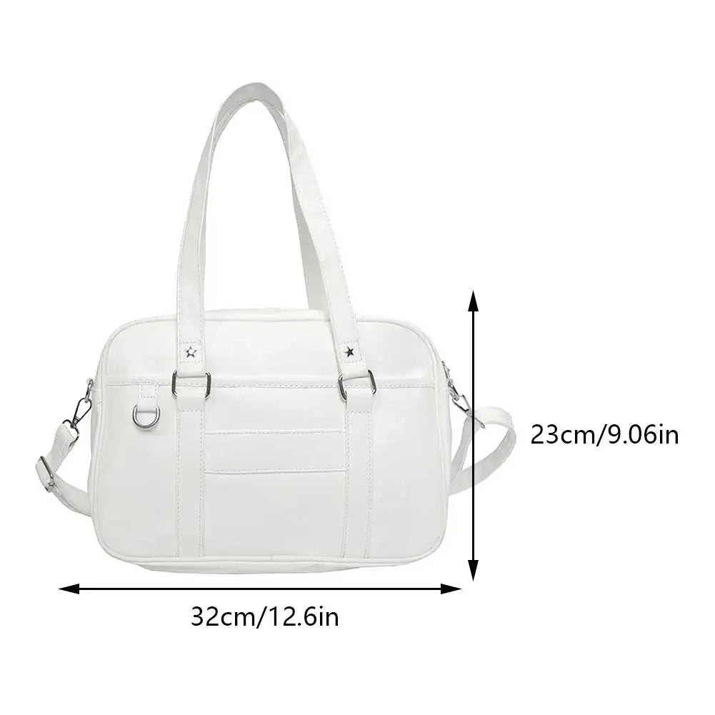 Japanese School Handbag PU Leather JK Uniform Bag with Zipper Closure Kawaii Shoulder Bag Underarm Bag Messenger Bag for Women