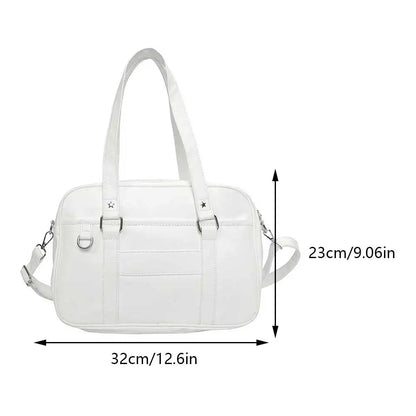 Japanese School Handbag PU Leather JK Uniform Bag with Zipper Closure Kawaii Shoulder Bag Underarm Bag Messenger Bag for Women