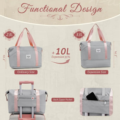 3-piece abs+pc hardshell suitcase set with duffel bag and double spinner wheels for travel with tsa lock