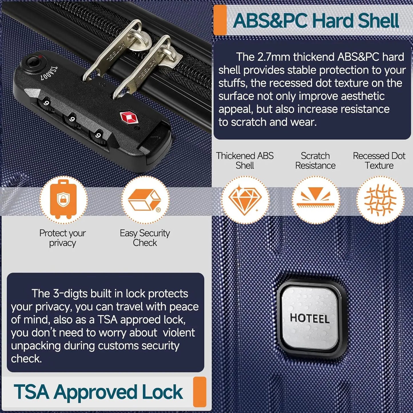 HOTEEL Premium 5-Piece Travel Set, Expandable Hardshell Luggage with Spinner Wheels, Complete Family Suitcase Collection