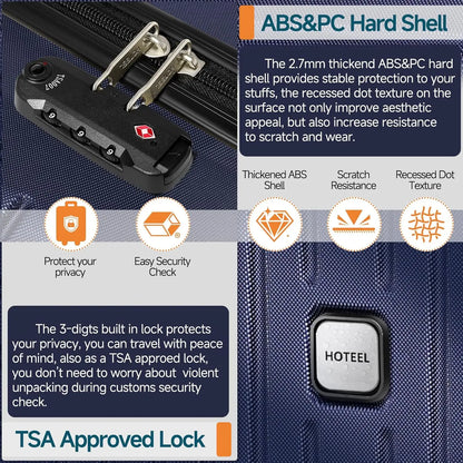 HOTEEL Premium 5-Piece Travel Set, Expandable Hardshell Luggage with Spinner Wheels, Complete Family Suitcase Collection