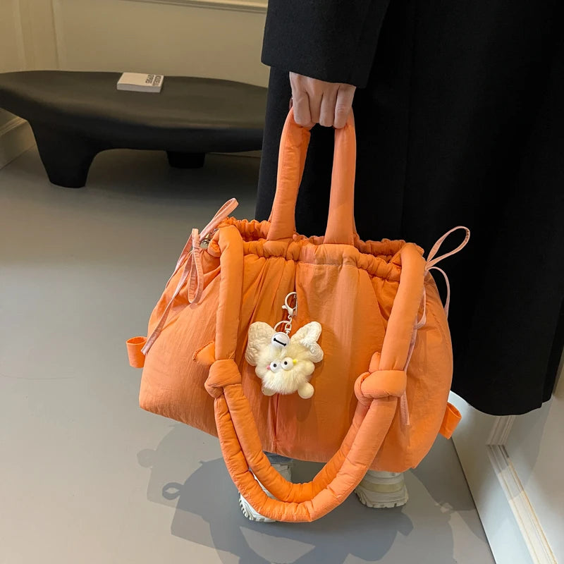 Puffer Tote Bag Lightweight Puffy Handbag Large Capacity Hobo Bag Pillow Shopper Bag for Women Work Shopping Travel