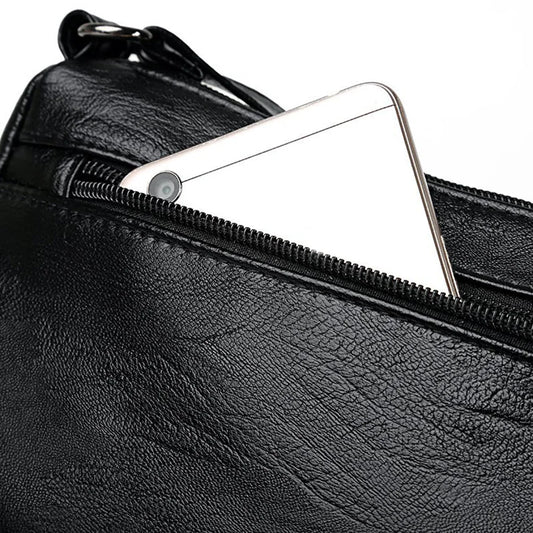 Youth Ladies Simple Versatile Bag Women PU Leather Messenger Bag Mother Solid Handbag Crossbody Multi-pocket Purse