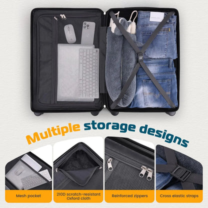 3 Piece Carry On Luggage Set ABS PC Suitcases Travel Case With Wheel Hardshell 20 inch Roller Luggage With Duffel Bag Travel Bag