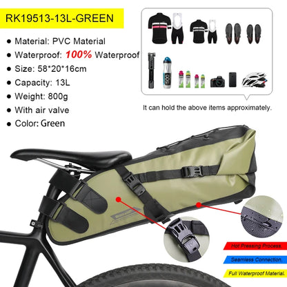Rhinowalk Bicycle Bag 5L-13L Full Waterproof  Road Mountain Bike Cycling Rear Rack Bag Luggage Pannier Bike Saddle Accessories