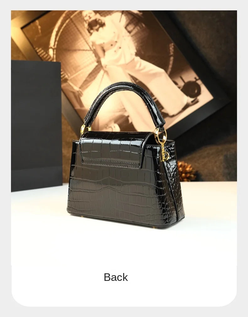 2025 New Crocodile Pattern Leather Women Handbags Luxury Fashion Small Shoulder Messenger Bag Portable Crossbody Shell Bags