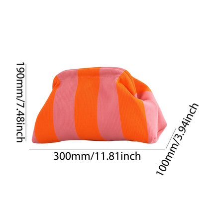 Ladies Crochet Clutch Purses Contrast Color Beach Bags Summer Woven Bags Women's Knitted Dumpling Bag Female Chic Colorblock Bag