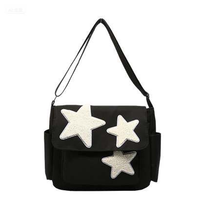 Women Star Pattern Y2k Messenger Bag Casual Tote Lady Simple Large Capacity Shoulder Bag Girl Travel School Bookbag Handbag