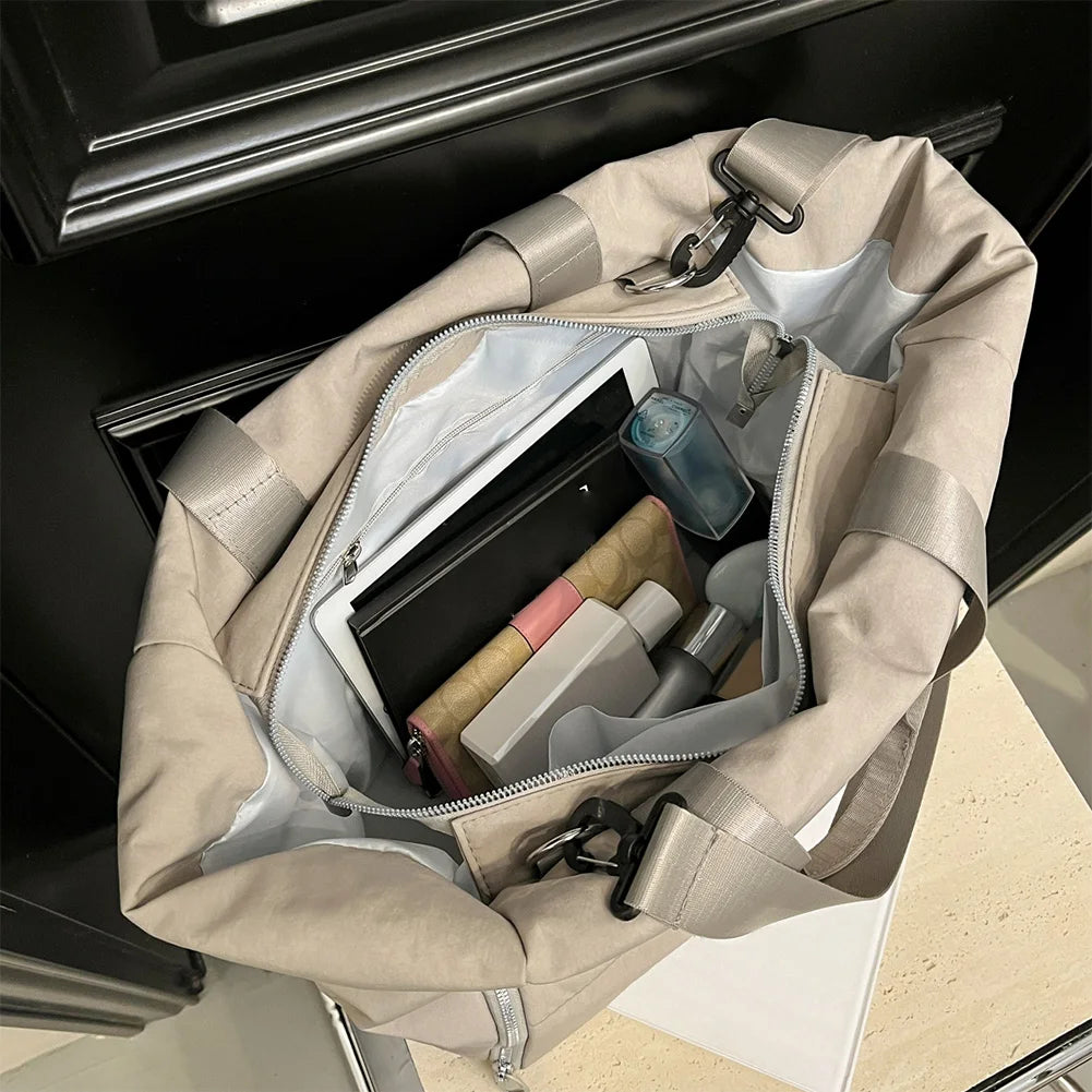 Women Quilted Shoulder Bag Large Capacity Puffer Tote Handbag Solid Color Casual Padded Bag Ladies Commute Bag