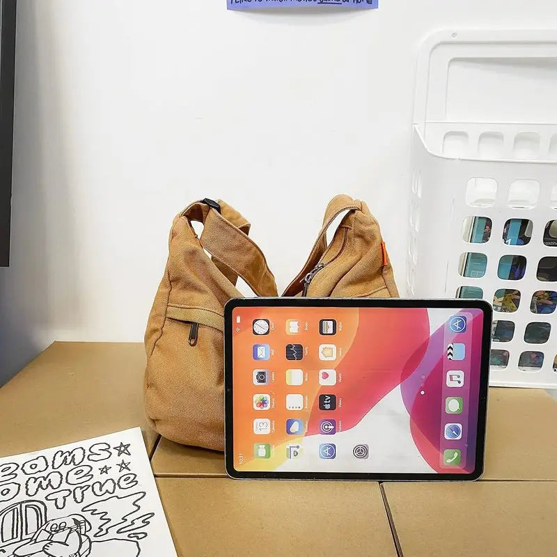 Canvas Casual Messenger Bag Hobo Crossbody Bag Canvas Shouder Tote Handbag for Women and Men