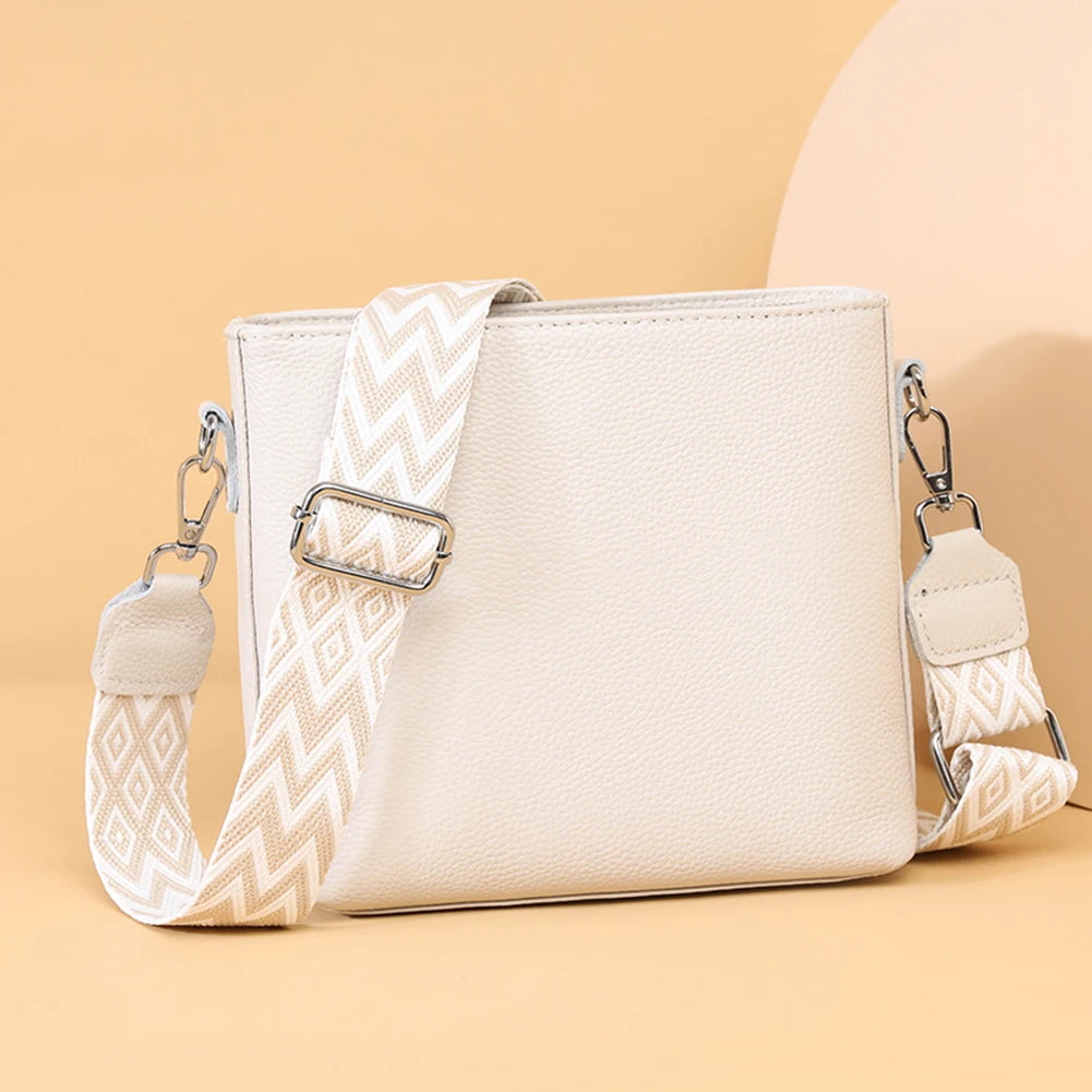 Genuine Leather Shoulder Bag Soft Trendy Crossbody Bag with Guitar Strap Designer Tote Bag Satchel Purse for Women