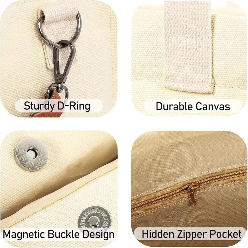 Canvas Tote Bag for Women, Large Laptop Travel Tote Handbag Totes with Crossbody Shoulder Teachers Reusable Grocery Bags