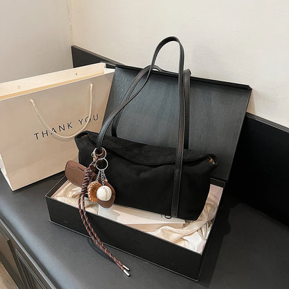 Women Suede Flap Underarm Bag with Inner Pocket Satchel Bag Large Capacity Solid Clutch Purse for Work Travel