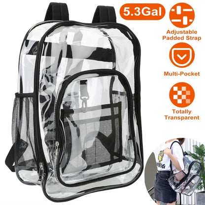Large Clear Backpack For School Bookbag Heavy Duty Transparent Backpack Waterproof PVC Clear Backpack with Reinforced Strap