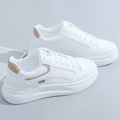 Ladies' casual versatile casual white shoes, thick soled lace up sports women's shoes can be worn all year round