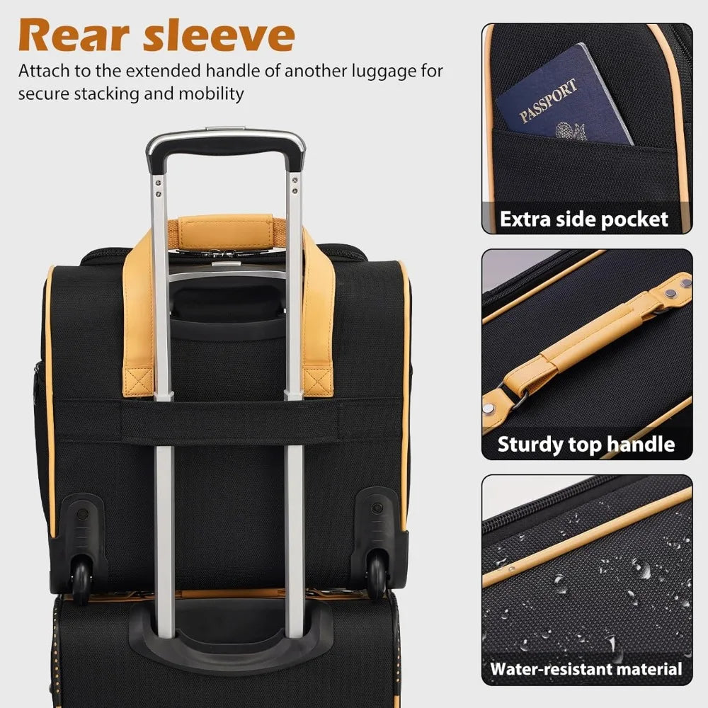 4 piece expandable spinner suitcase set with tsa lock and softshell luggage