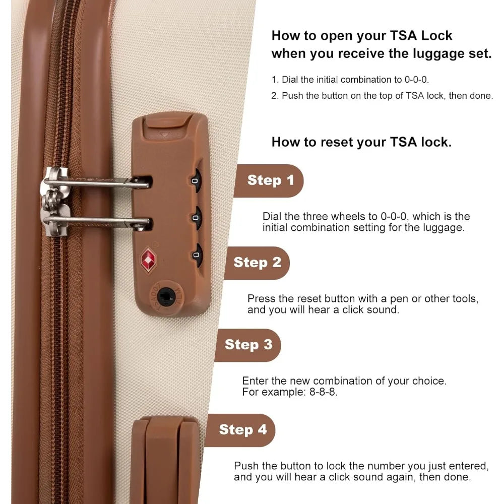 Luggage Sets 4 Piece,Suitcases with Double Spinner Wheels and TSA Lock,Hardcase 6 set Luggage with Travel Duffle Bag,Carry On Lu