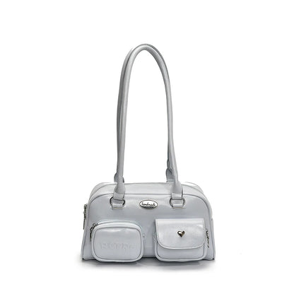 Retro Shoulder Bag PU Leather Y2k Underarm Pouch Multi Pocket Hot Girl Tote Handbag Designer Luxury Chic Casual Satchel Hobo Bag