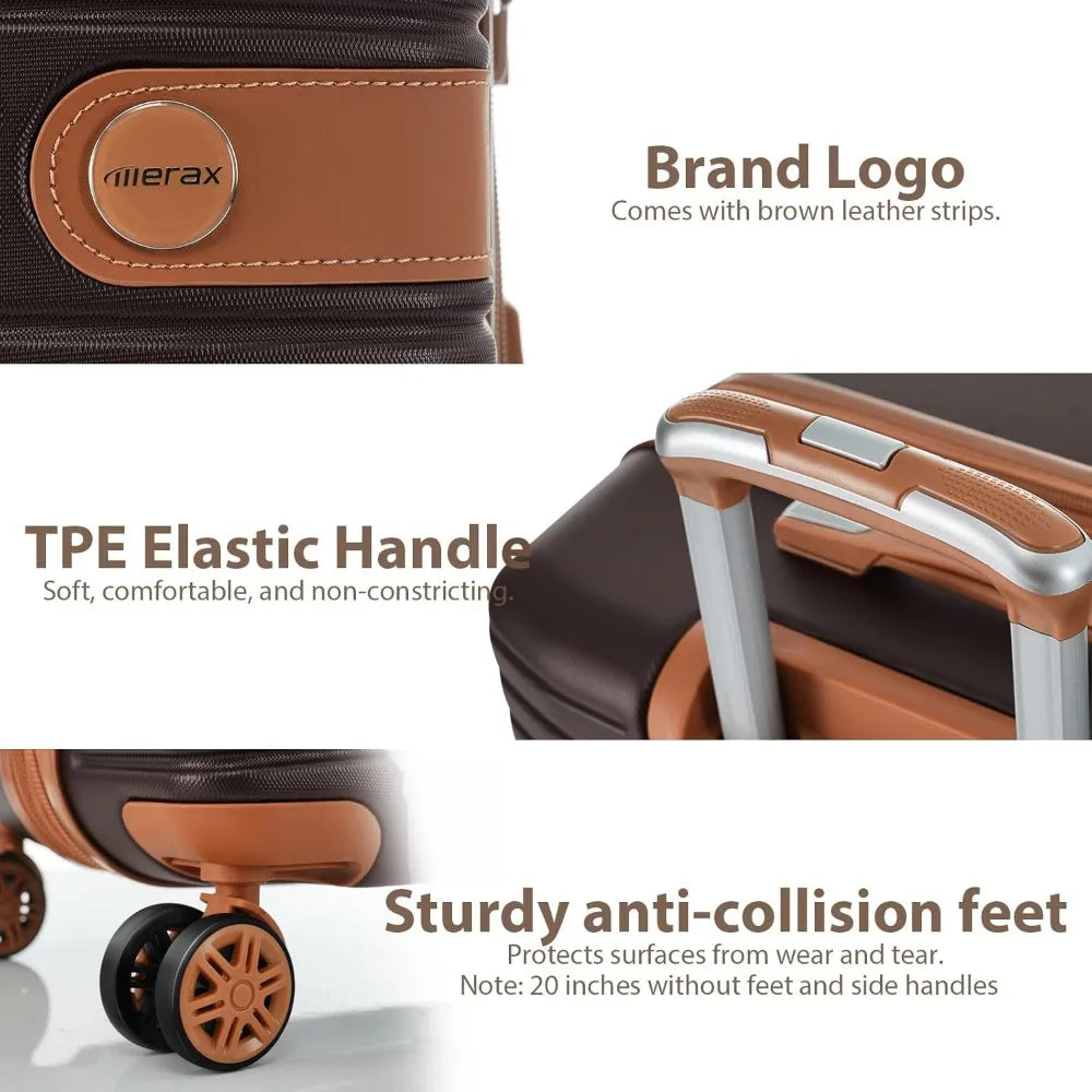 Merax Hardshell Luggage Sets 4 piece Lightweight Suitcases With Wheels TSA Lock Expandable (only 24”/28”) ABS Large Luggage set