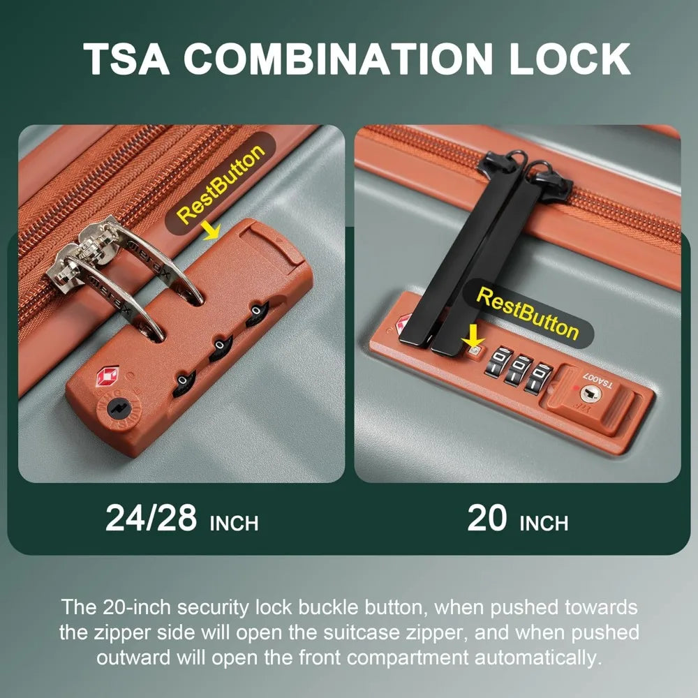 Merax Luggage Sets 5 Piece,Front Open Hardshell Expandable Suitcase with Spinner Wheels and Duffel Bags,Lightweight Carry on Lug