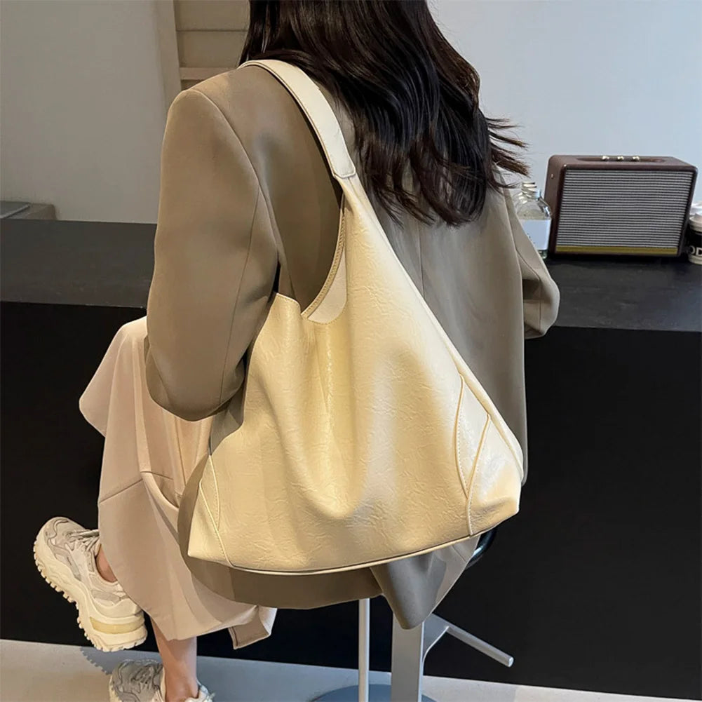 Slouchy Hobo Bag for Women Multi-pocket Handbag PU Leather Trendy Tote Bag Underarm Bag for Work Travel