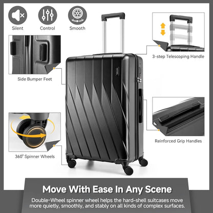 5 Piece PC Hardshell Luggage Set Travel Suitcase With Spinner Wheel TSA Lock 20/24/28" Suitcase Fitness Duffel Bag Cosmetic Bag