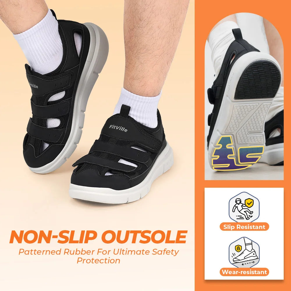 Men'S Summer Sandals Widened Diabetes Shoes Mens Casual Shoe Lightweight For Plantar Fasciitis Arch Support Relief Pain