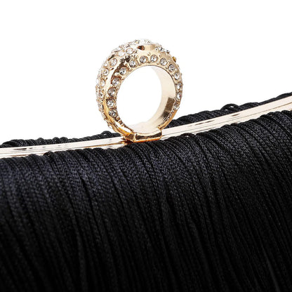 2025 Fashion Luxury Long Tassel Handmade Evening Banquet Bag Women Handbag Wedding Party Clutch Purse Shoulder Crossbody Purse