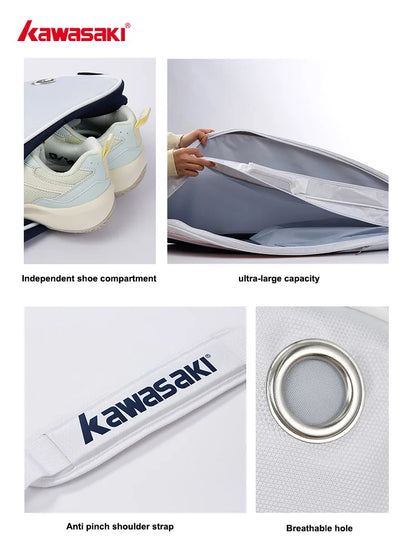 Kawasaki 2024 New Badminton Bag Max For 3 Rackets With Shoes Compartment Shuttlecock Racket Sports Bag For Women
