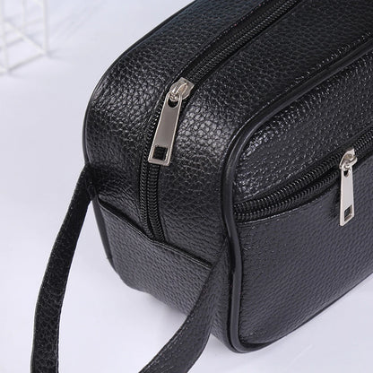 Fashion PU Leather Wristlet Bag Solid Color Phone Wristlet Bag Casual Toiletry Bag Small Purse for Men Women