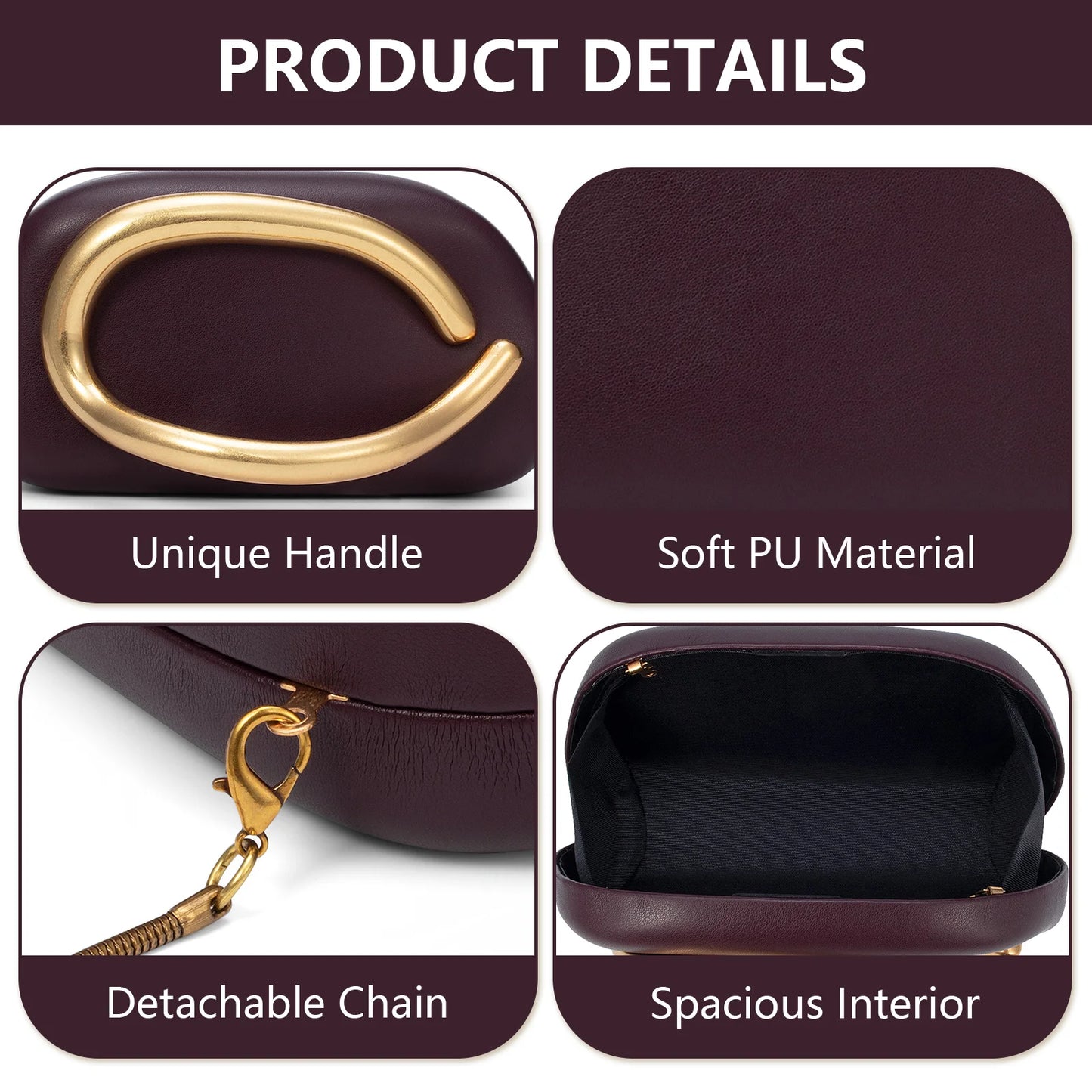 PU Leather Fashion Luxury Box Clutch Handbag Women Evening Banquet Bags Wedding Party Chain Crossbody Shoulder Bag Dinner Purses