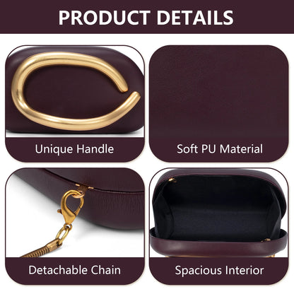 PU Leather Fashion Luxury Box Clutch Handbag Women Evening Banquet Bags Wedding Party Chain Crossbody Shoulder Bag Dinner Purses
