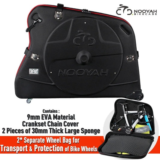 NOOYAH Bike Travel Case EVA Bike Bag for Transport Bicycle EVA Hardshell Bike Accessories Air Transport Bike Round Trip Suitcase