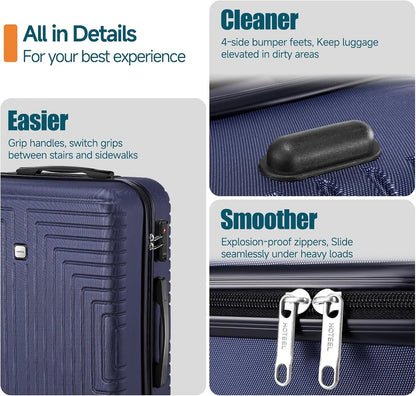 HOTEEL Premium 5-Piece Travel Set, Expandable Hardshell Luggage with Spinner Wheels, Complete Family Suitcase Collection